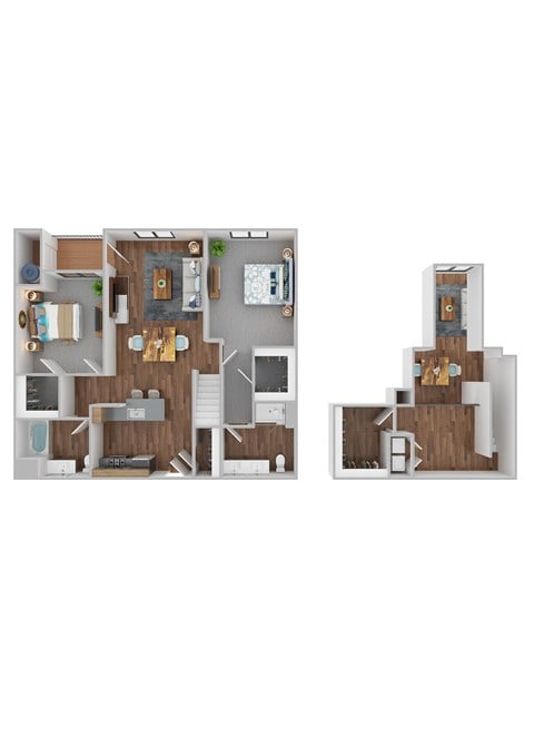 Floor plan for 2 beds, 2 baths, 1668 sqft